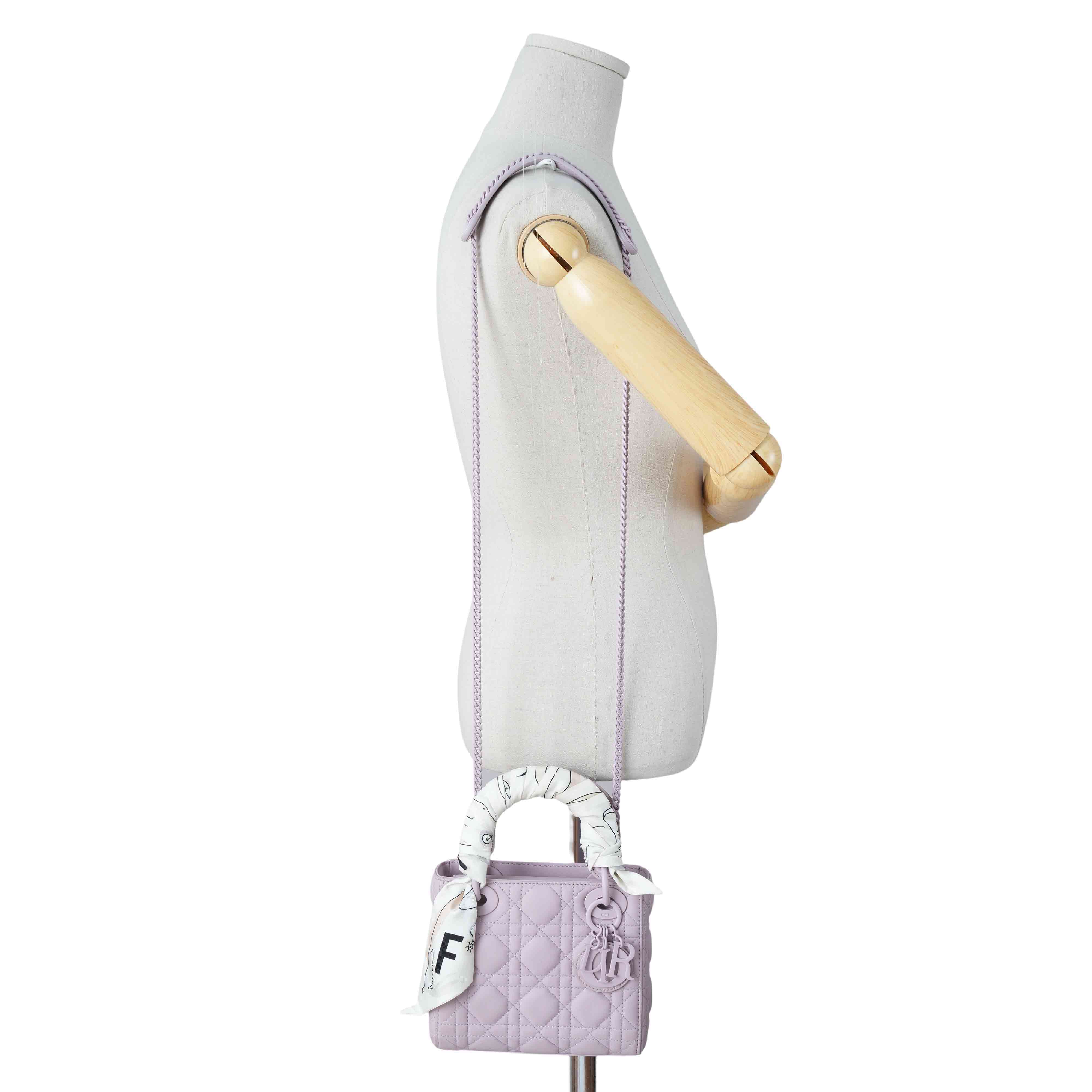 CHRISTIAN DIOR(USED)크리스찬디올 매트 까나쥬 레이디디올 미니 백& 방도